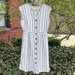 LOFT Vertical Stripes Linen Viscose Dress 6P